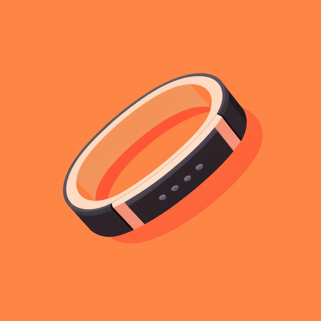 Foto flaches bild eines fitnessarmbandes auf orangefarbenem hintergrund einfaches vektor-symbol eines fitness-armbandes ziffer