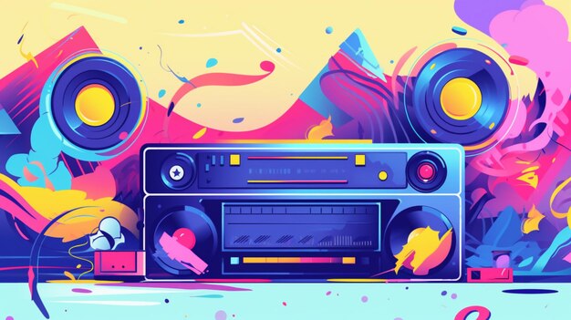 Flaches Design 90er Jahre nostalgisches Musikfestival Facebook-Cover