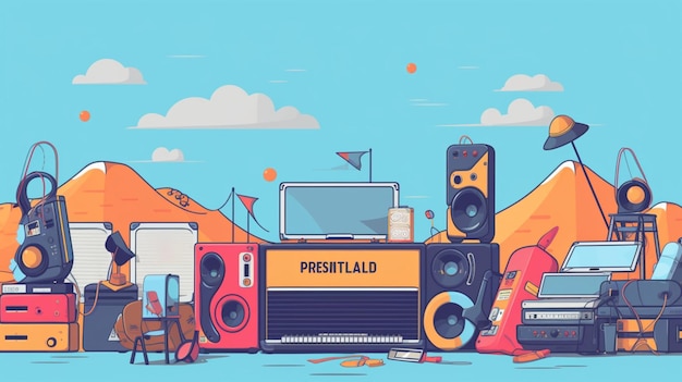 Flaches Design 90er Jahre nostalgisches Musikfestival Facebook-Cover