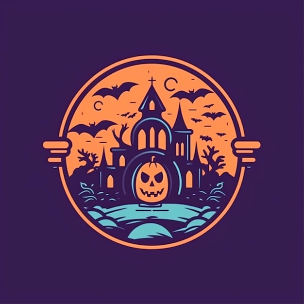 Flachfarbener Halloween-Logo-Vektor