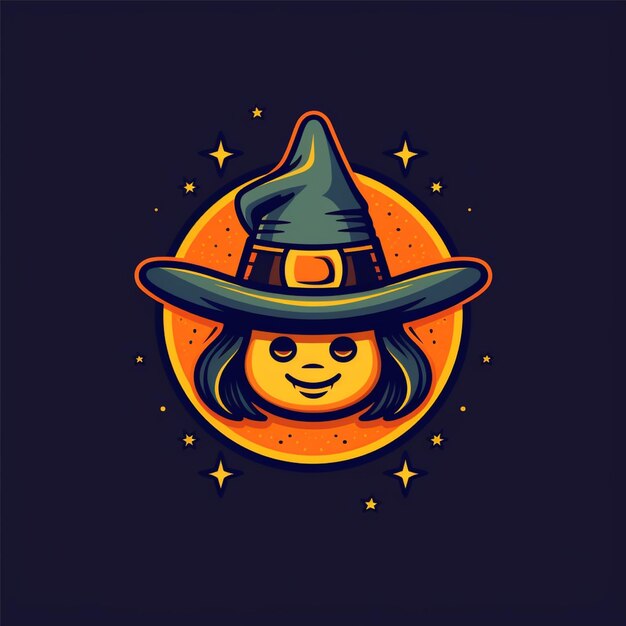 Flachfarbener Halloween-Logo-Vektor