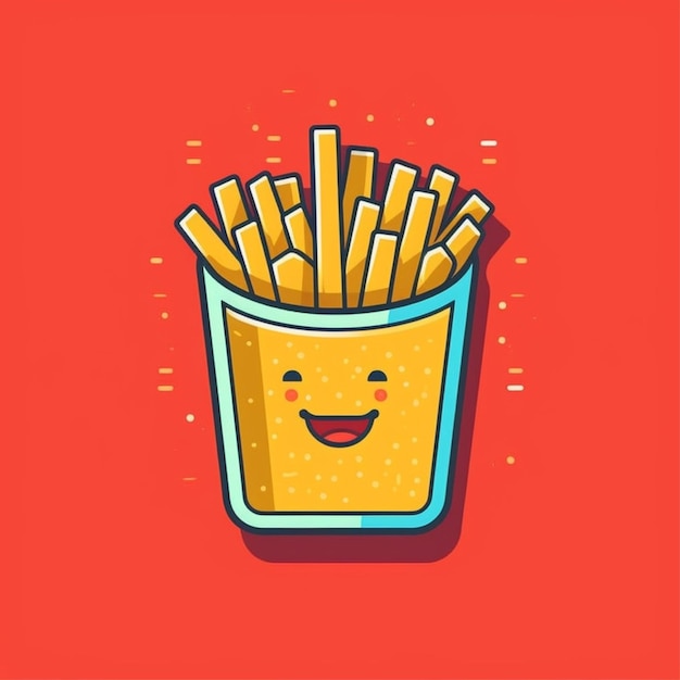 Flachfarbige Pommes Frites-Logo-Vektor