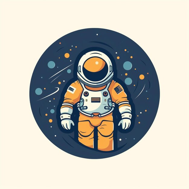 Flachfarbiger Astronaut-Logo-Vektor