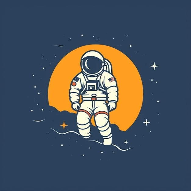 Flachfarbiger Astronaut-Logo-Vektor