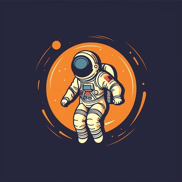 Flachfarbiger Astronaut-Logo-Vektor