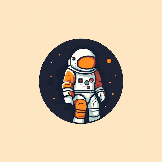 Flachfarbiger Astronaut-Logo-Vektor