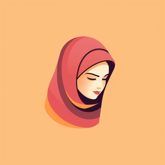 Flachfarbiger Hijab-Logo-Vektor