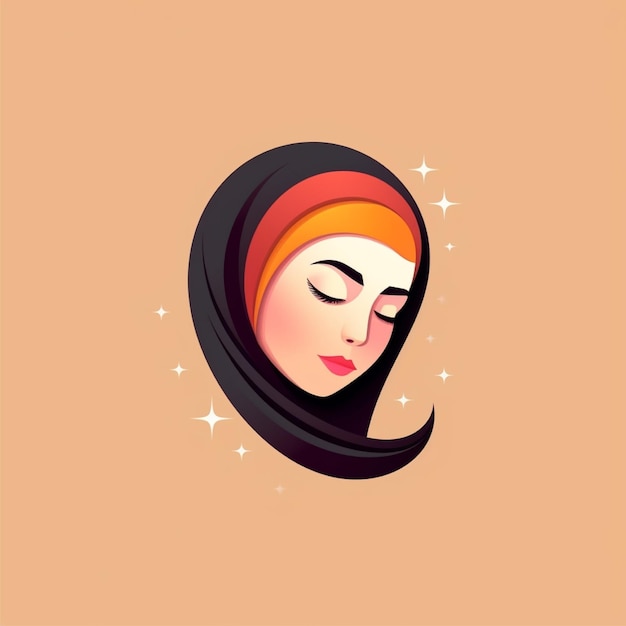 Flachfarbiger Hijab-Logo-Vektor