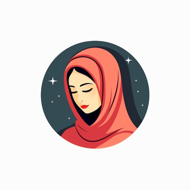 Flachfarbiger Hijab-Logo-Vektor