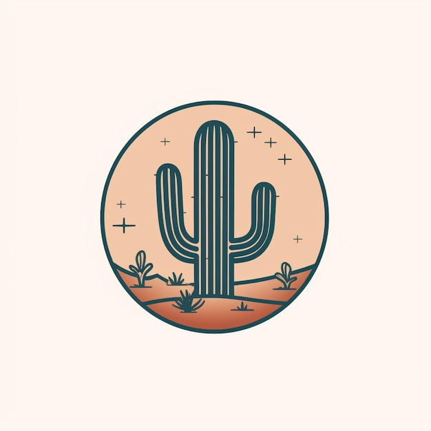 Flachfarbiger Kaktus-Logo-Vektor