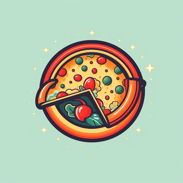 Foto flachfarbiger pizza-logo-vektor