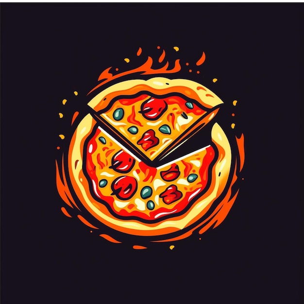 Foto flachfarbiger pizza-logo-vektor