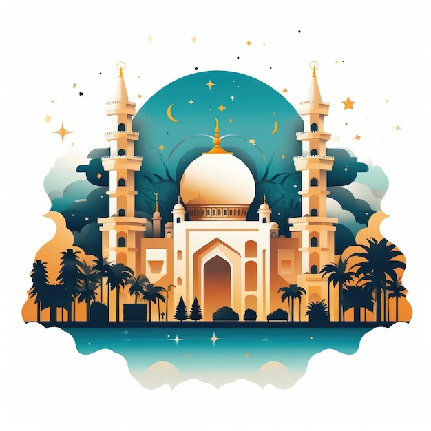 Flachstil-Illustrations-Hintergrund für islamische Grußkarten während des Ramadan Kareem