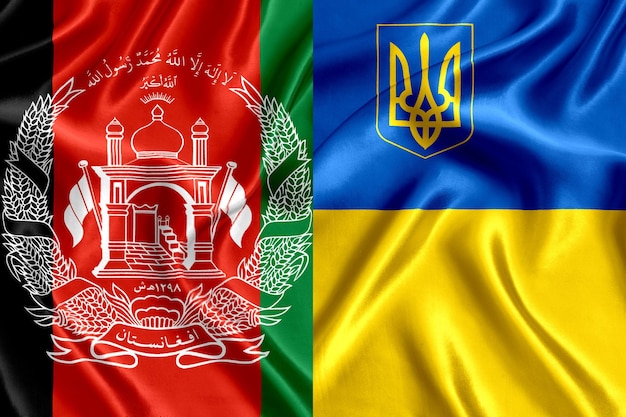 Flagge Afghanistans und der Ukraine