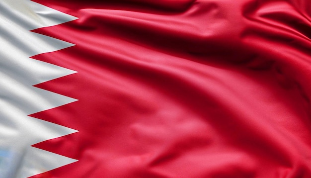 Flagge Bahrains auf sanfter Seide mit Falten im Wind, Konzept der wirtschaftlichen und politischen Entwicklung des Tourismus, globaler Wirtschaft