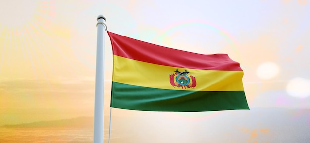 Flagge Boliviens 3d Fahnenschwingende Fahne und Hintergrund