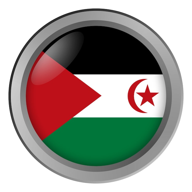 Flagge der Arabischen Demokratischen Republik Sahrawi rund als Knopf