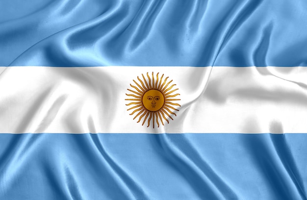 Flagge der argentinischen Seidennahaufnahme