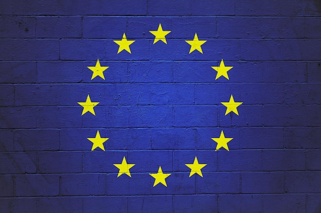 Foto flagge der europäischen union auf eine wand gemalt