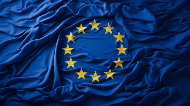 Foto flagge der europäischen union eu-flagge blau und gelb europa