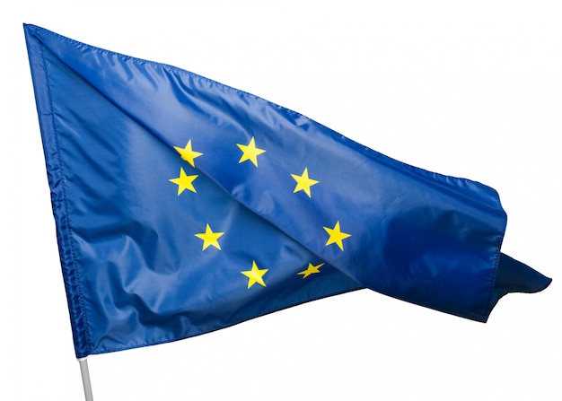 Flagge der Europäischen Union, lokalisiert auf weißem Hintergrund.