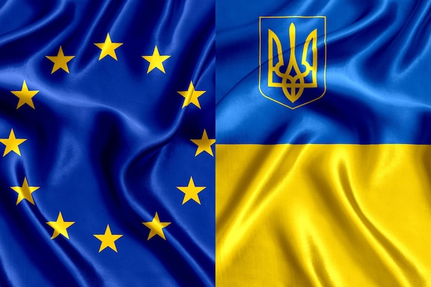 Flagge der Europäischen Union und der Ukraine