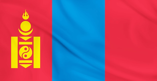 Flagge der Mongolei fliegt in der Luft