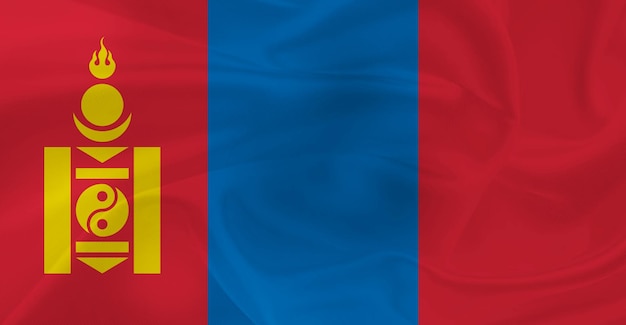 Flagge der Mongolei fliegt in der Luft