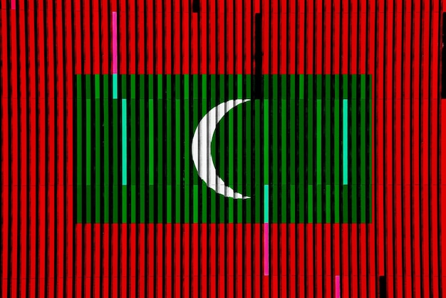 Flagge der Republik der Malediven auf einem strukturierten Hintergrund Konzeptcollage