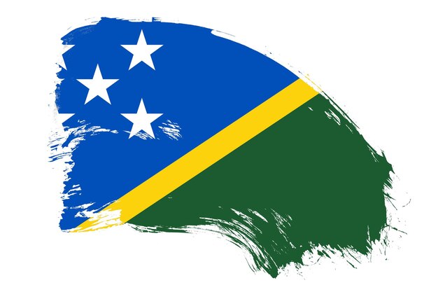 Flagge der Salomonen auf weißem Hintergrund mit abstraktem Pinsel-Textureffekt