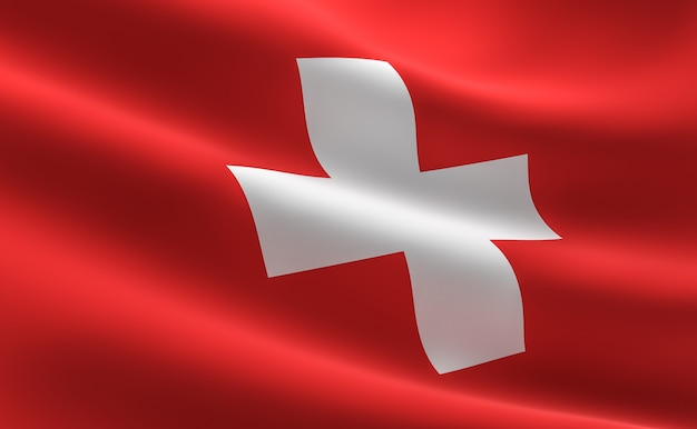 Flagge der Schweiz. Illustration der Schweizer Flagge winken.