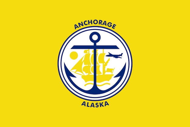 Flagge der Stadt Anchorage Alaska USA Originalfarben und Proportionen Illustration