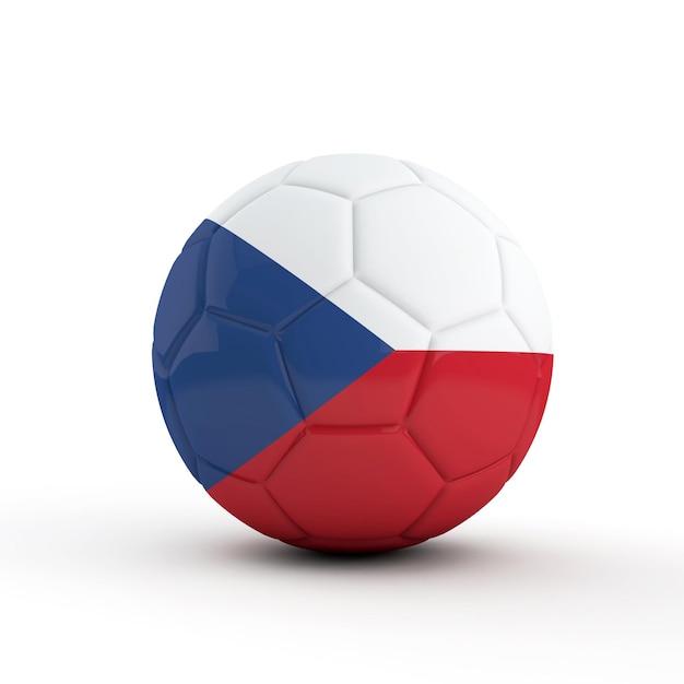 Flagge der Tschechischen Republik Fußball vor einem einfachen weißen Hintergrund 3D-Rendering
