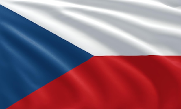 Flagge der Tschechischen Republik in der Nähe schwenkend Flagge der Tschechischen Republik
