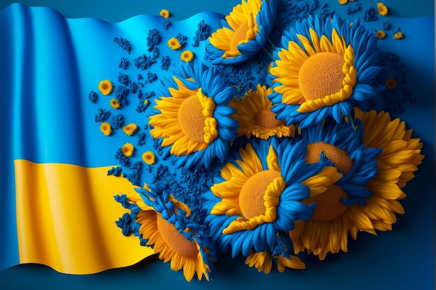 Flagge der Ukraine Die Sonnenblume ist die Nationalblume der Ukraine