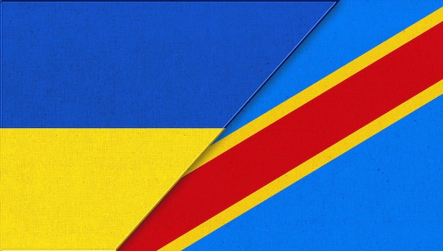 Flagge der Ukraine und des Kongo 3D-Illustration Ukrainische und kongolesische Flaggen