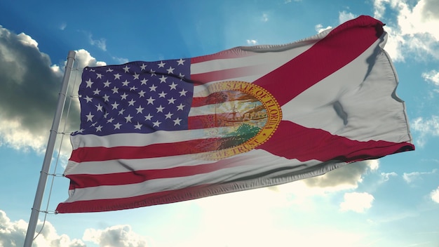 Flagge der USA und des Bundesstaates Florida