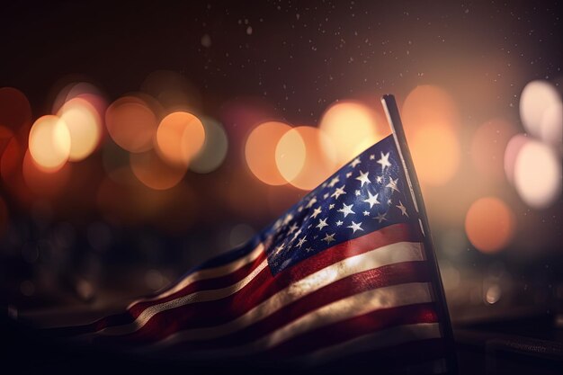 Flagge der Vereinigten Staaten Patriotismus Konzept Bokeh Hintergrund digitale Illustration Generative KI