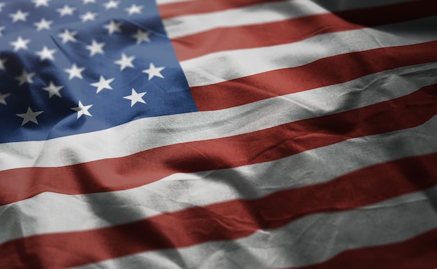 Foto flagge der vereinigten staaten von amerika oben zerknittert