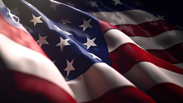 Flagge der Vereinigten Staaten von Amerika schwenkend, schöner Hintergrund, Konzept zum Tag der Arbeit