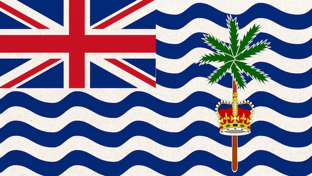 Flagge des britischen Territoriums im Indischen Ozean Flagge des Insellandes auf Stoffoberfläche