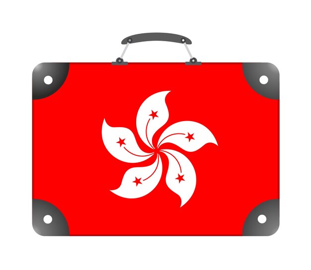Flagge des Landes Hongkong in Form eines Reisekoffers auf weißem Hintergrund - Illustration