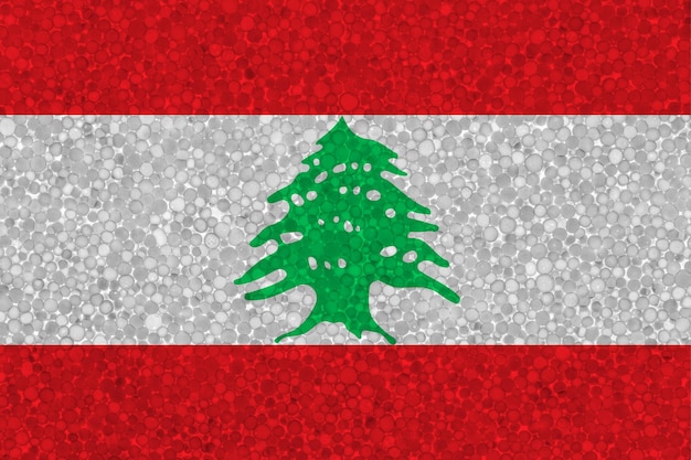 Flagge des Libanon auf Styropor-Textur