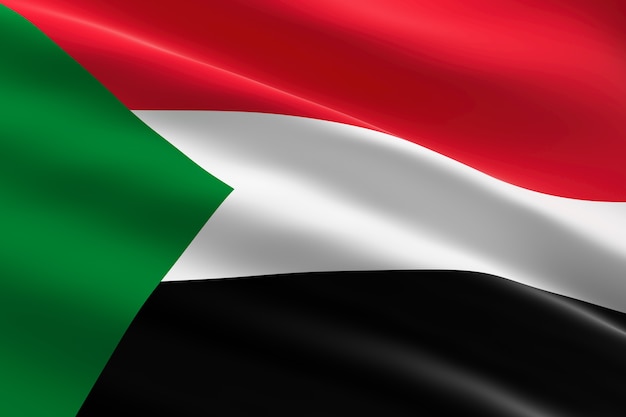 Flagge des Sudan. 3d Illustration der sudanesischen Flagge, die weht