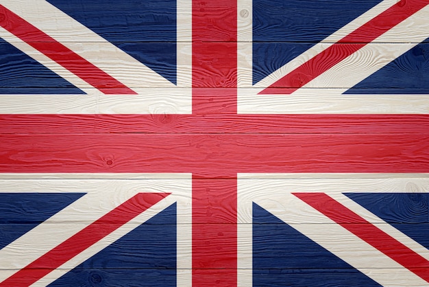 Flagge des Vereinigten Königreichs gemalt auf altem Holzplankenhintergrund