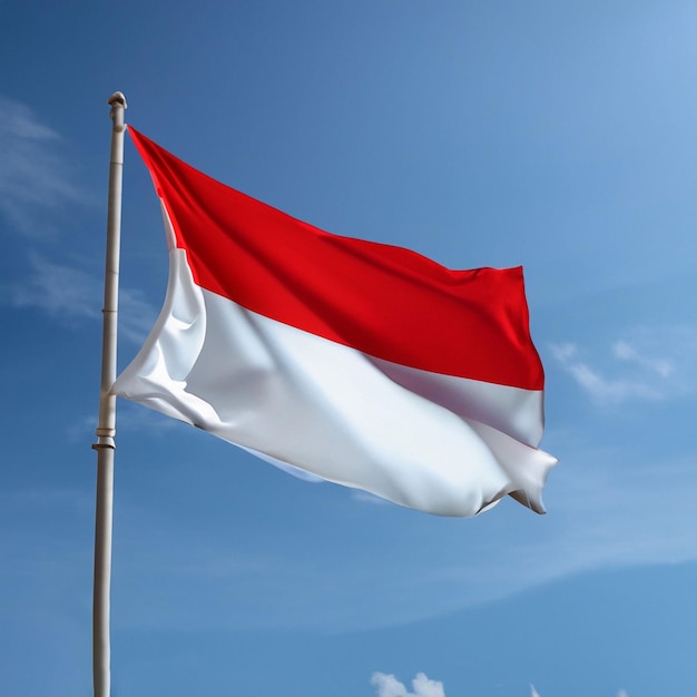 Flagge Indonesiens weht am Himmel, generative KI