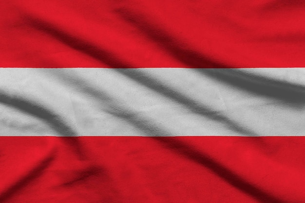 Flagge Österreichs auf welligem Stoff.