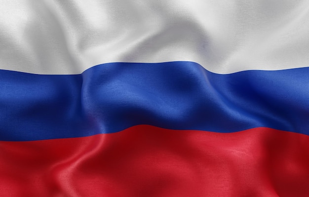 Flagge Russlands Hintergrund Nahaufnahme wehende Flagge 3D-Rendering