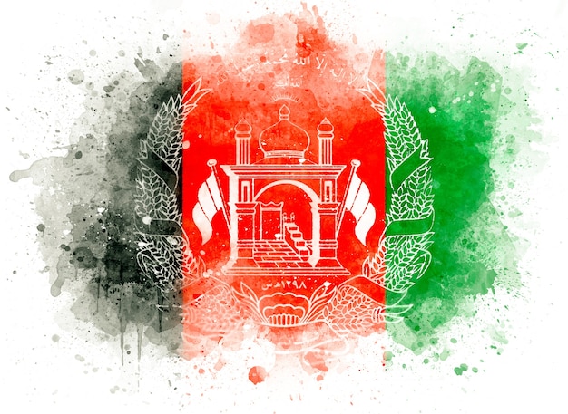 Flagge von Afghanistan als Aquarellillustration