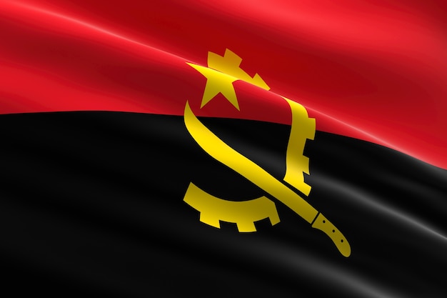 Flagge von Angola 3d Illustration der angolanischen Flagge, die weht